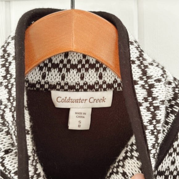 Coldwater Creek Wool Blend Fleece Mock Neck Zip Up Geometric Women Small Warm - Picture 5 of 14